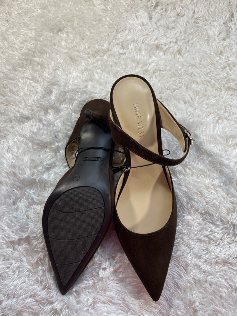 Nine West Dark Brown Pointed-Toe Slingback Heels - Picture 5 of 6